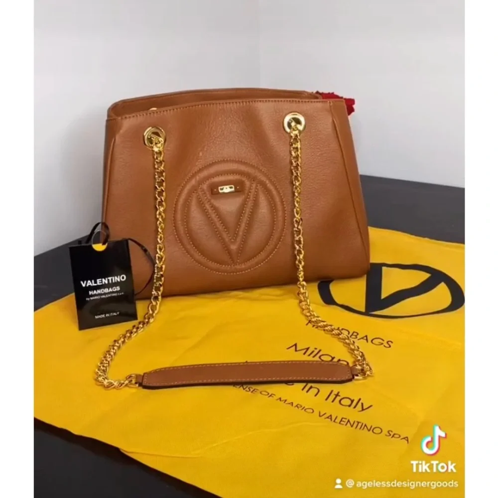 NWT Authentic VALENTINO By Mario Valentino Gold Chain Ladies Crossbody/ Tote Bag - Picture 8 of 15